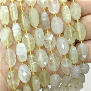 Natural Lemon Quartz Horse-Eye Beads Faceted, approx 9-14mm