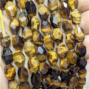 Natural Tiger eye Stone Barrel Beads Faceted, approx 7-12mm
