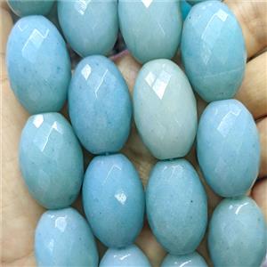 Blue Dye Jade Rice Beads Faceted, approx 20-30mm, 13pcs per st