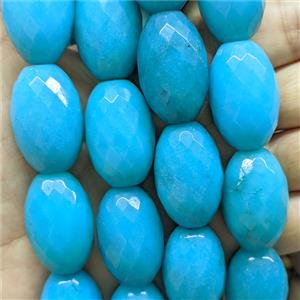 Teal Dye Jade Rice Beads Faceted, approx 20-30mm, 13pcs per st