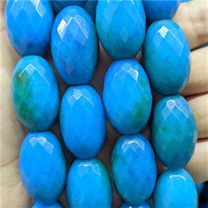 Blue Dye Jade Rice Beads Faceted, approx 20-30mm, 13pcs per st