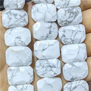 Natural White Howlite Turquoise Beads Faceted Rectangle, approx 15x20mm