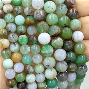 Natural Green Australian Chrysoprase Beads Smooth Round, approx 6mm dia
