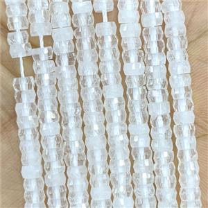 Natural Clear Quartz Heishi Beads Faceted, approx 2x4mm
