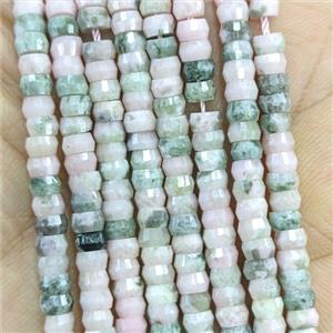 Natural Pink Plum Blossom Jasper Heishi Beads Faceted, approx 2x4mm