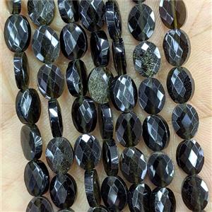 Golden Obsidian Oval Beads Faceted, approx 6x8mm