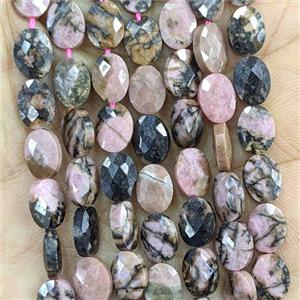 Natural Chinese Pink Rhodonite Oval Beads Faceted, approx 6x8mm