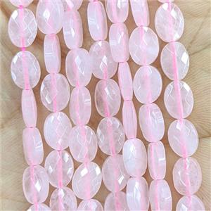 Pink Rose Quartz Oval Beads Faceted, approx 6x8mm