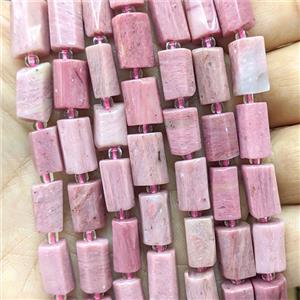 Natural Pink Wood Lace Jasper Tube Beads, approx 7-14mm