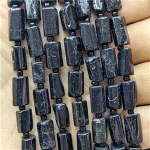 Natural Black Tourmaline Beads Tube, approx 7-14mm