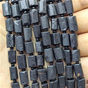 Natural Black Tourmaline Tube Beads Matte, approx 7-14mm