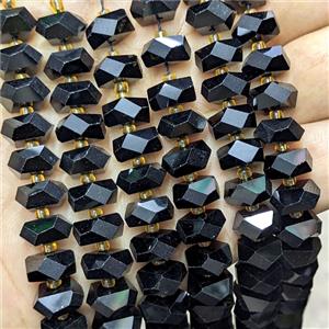 Black Obsidian Jasper Heishi Beads Faceted, approx 6x11mm