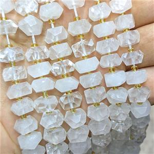 Natural Clear Quartz Heishi Beads Faceted, approx 6x11mm
