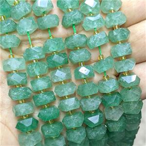 Natural Green Strawberry Quartz Heishi Beads Faceted, approx 6x11mm