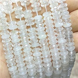 Natural Clear Quartz Heishi Spacer Beads Faceted, approx 3x8mm