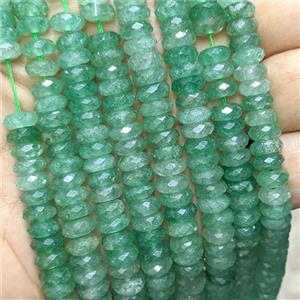 Natural Green Strawberry Quartz Heishi Spacer Beads Faceted, approx 3x8mm