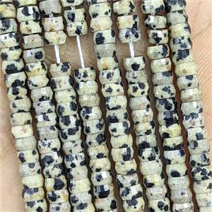 Natural Black Dalmatian Jasper Heishi Beads Faceted, approx 2x4mm