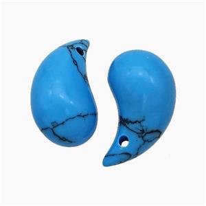 Natural Howlite Turquoise Comma Pendant Blue Dye, approx 10-20mm