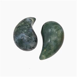 Natural Moss Agate Comma Pendant Green, approx 10-20mm