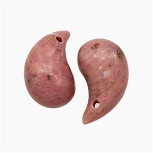 Natural Pink Wood Lace Jasper Comma Pendant, approx 10-20mm