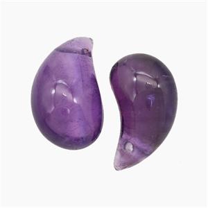 Natural Amethyst Comma Pendant Purple, approx 10-20mm