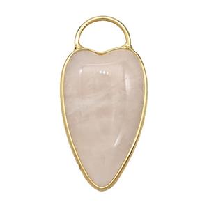 Natural Pink Rose Quartz Heart Pendant Gold Plated, approx 17-28mm