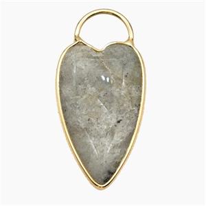Natural Labradorite Heart Pendant Gold Plated, approx 17-28mm