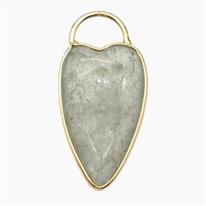 Natural Green Strawberry Quartz Heart Pendant Gold Plated, approx 17-28mm