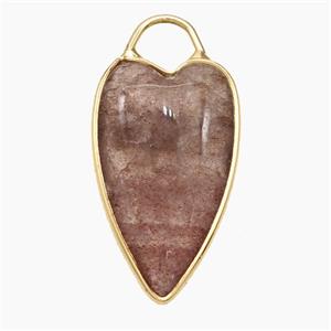 Natural Pink Strawberry Quartz Heart Pendant Gold Plated, approx 17-28mm