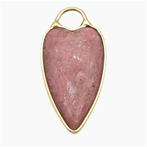 Natural Pink Wood Lace Jasper Heart Pendant Gold Plated, approx 17-28mm