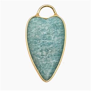 Natural Green Amazonite Heart Pendant Gold Plated, approx 17-28mm