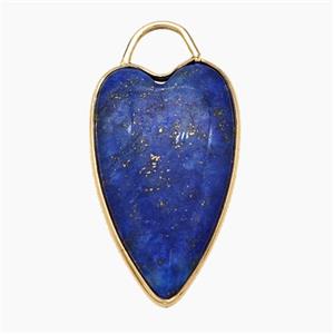 Natural Blue Lapis Lazuli Heart Pendant Gold Plated, approx 17-28mm