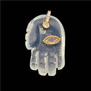 White Opalite Buddha-Hand Pendant, approx 17-27mm