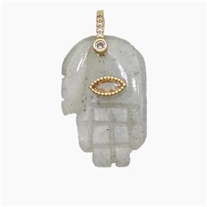 Natural Labradorite Buddha-Hand Pendant, approx 17-27mm