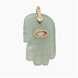 Natural Green Aventurine Buddha-Hand Pendant, approx 17-27mm