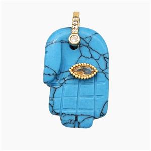 Howlite Turquoise Buddha-Hand Pendant Blue Dye, approx 17-27mm