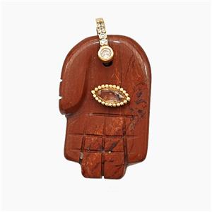 Natural Red Jasper Buddha-Hand Pendant, approx 17-27mm