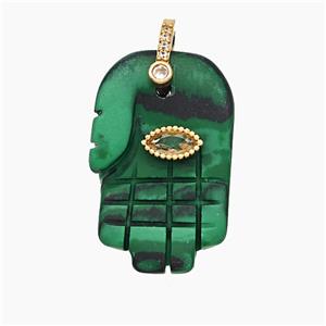 Green Synthetic Malachite Pendant Buddha-Hand, approx 17-27mm
