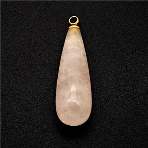 Natural Pink Rose Quartz Teardrop Pendant, approx 8-25mm