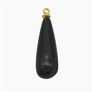 Natural Black Obsidian Teardrop Pendant, approx 8-25mm