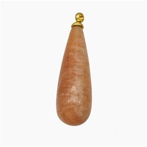 Natural Sunstone Teardrop Pendant Peach, approx 8-25mm