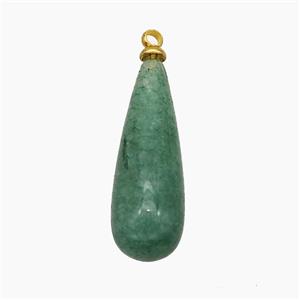 Natural Green Strawberry Quartz Teardrop Pendant, approx 8-25mm