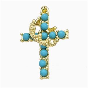Gemstone Cross Pendant, Crown, Gold Plated, approx 20-25mm