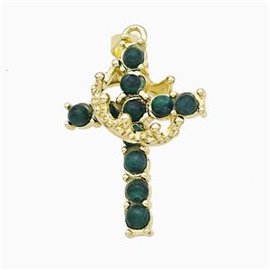 Gemstone Cross Pendant, Crown, Gold Plated, approx 20-25mm