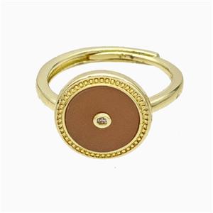 Copper Ring Pave Sunstone Circle Adjustable Gold Plated, approx 13mm, 18mm dia