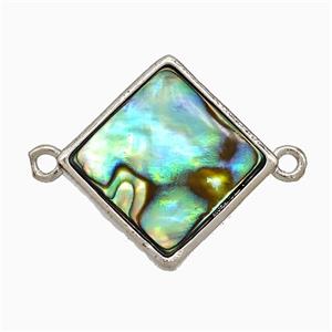 Abalone Shell Square Connector Platinum Plated, approx 19mm