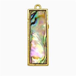 Abalone Shell Rectangle Pendant Gold Plated, approx 9-25mm