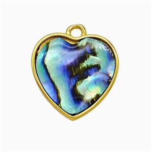 Abalone Shell Heart Pendant Gold Plated, approx 17mm
