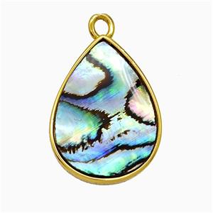 Abalone Shell Teardrop Pendant Gold Plated, approx 15-20mm