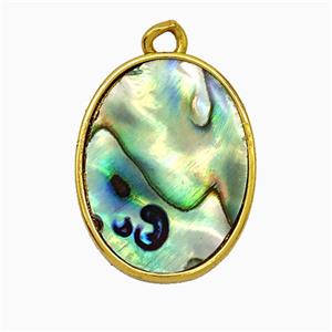Abalone Shell Oval Pendant Gold Plated, approx 15-20mm